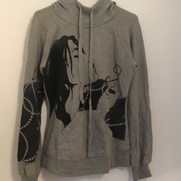 Grey hoodie with print of woman - Picture 2 of 5
